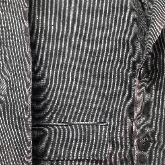 Ted Baker Sport Coat Mens Size 5(XL) Black Stripe 100% Linen Suit Blazer Jacket - Picture 12 of 14